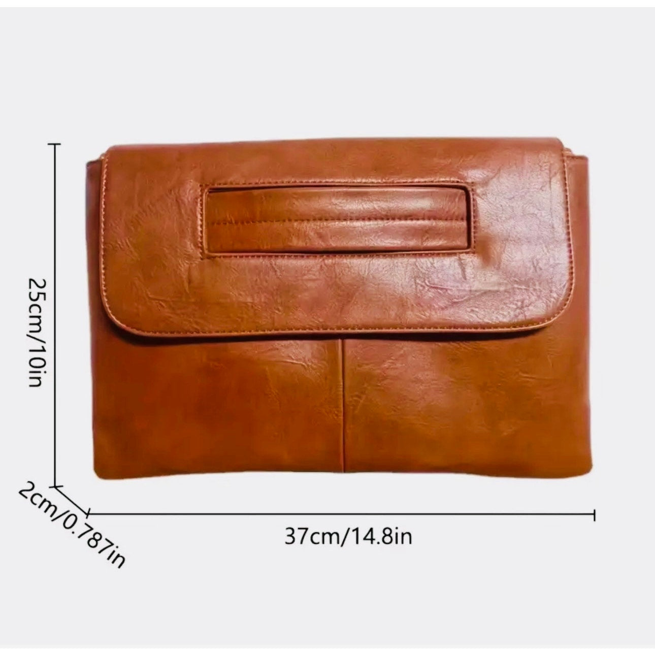 CLUTCH WRISTLET: Brown High-Quality Faux Leather Large Capacity Purse, NIP