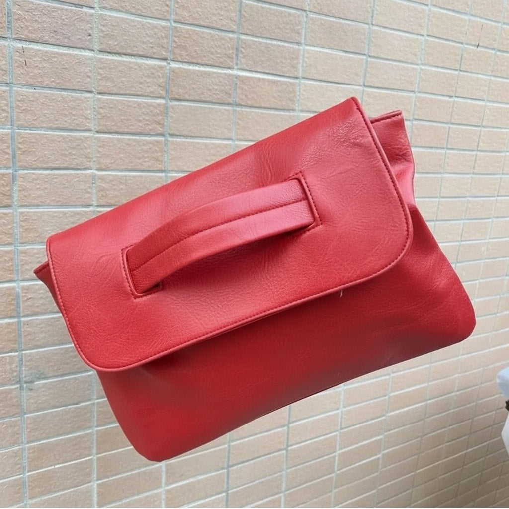 CLUTCH WRISTLET: Red High-Quality Faux Leather Large Capacity Purse, NIP