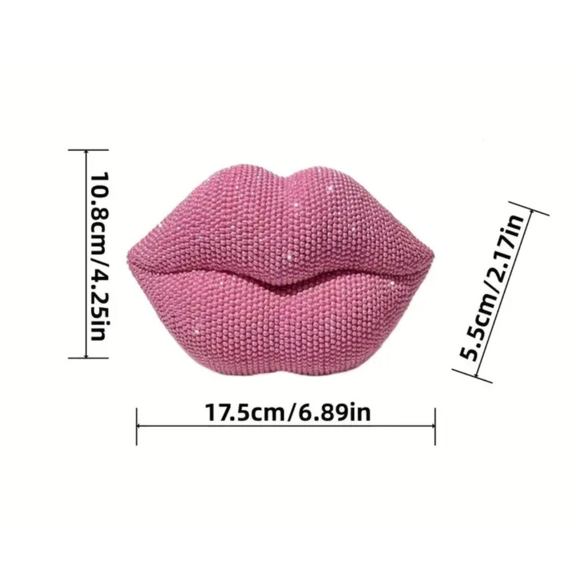 1 PC DECOR: Pink Glitter Beaded Resin Textured Lips Statue w/Sleek Finish, NIB