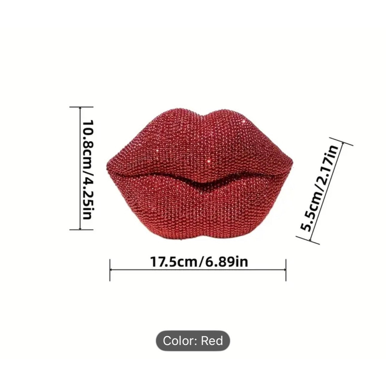 1 PC DECOR: Red Glitter Beaded Resin Textured Lips Statue w/Sleek Finish, NIB