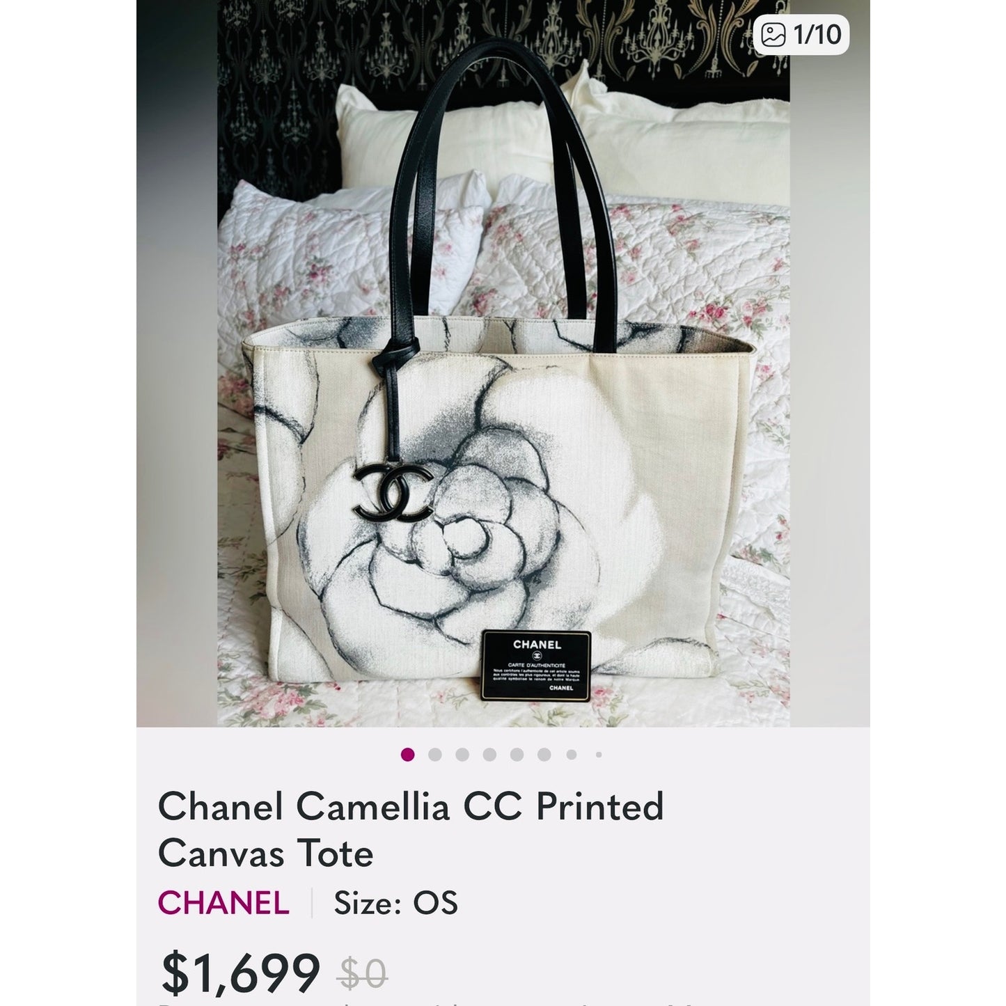 PURSE: White & Black Floral Polyester Shoulder Bag w/Magnetic Closure, NWOT