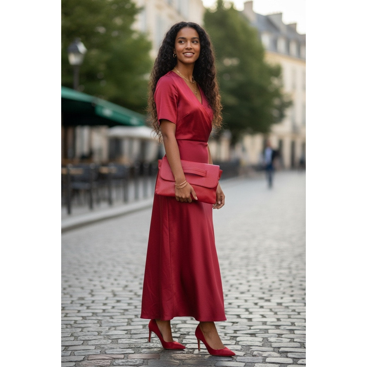 CLUTCH WRISTLET: Red High-Quality Faux Leather Large Capacity Purse, NIP