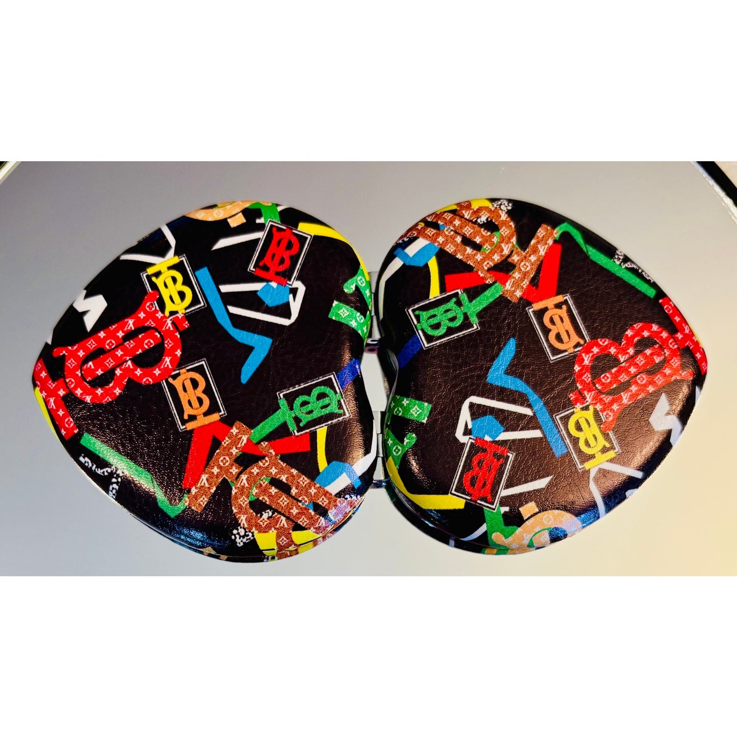 COMPACT MIRROR: 🩷-Shaped Blk, Red, Blue, Green Collab 80’s New Wave Design,NWOT