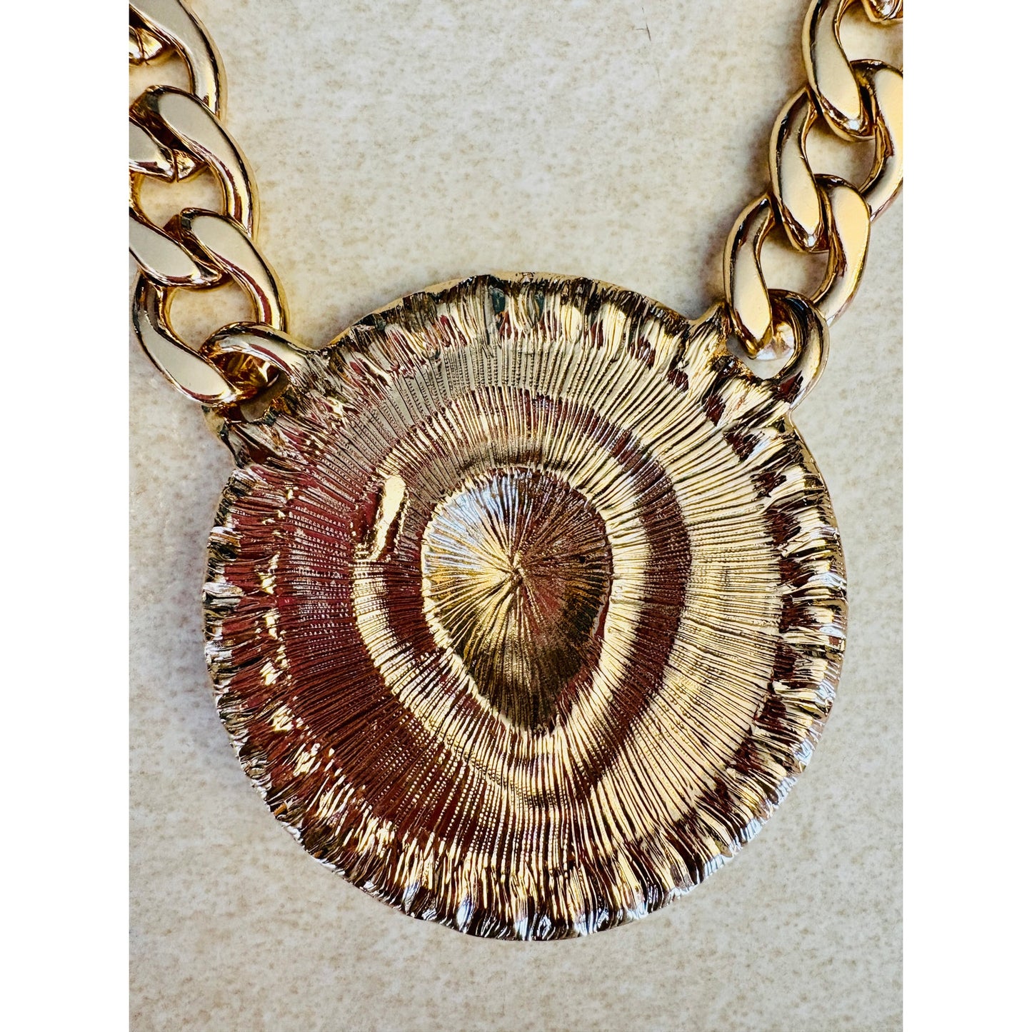 NECKLACE: Lion Head Pendant w/Red Enamel, Gold-Tone & Rhinestones, NIP