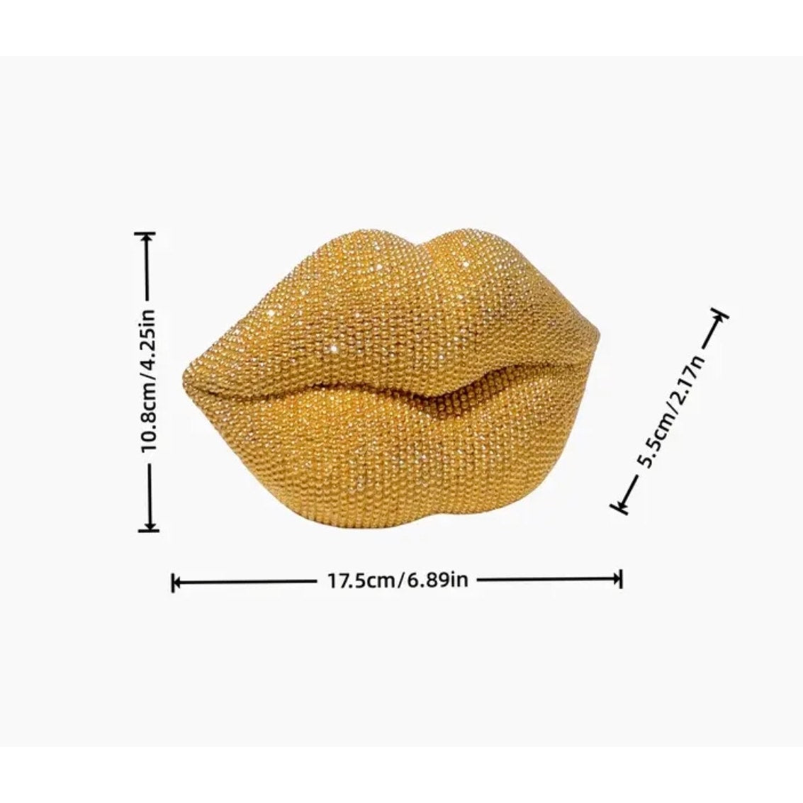 1 PC DECOR: Gold Glitter Beaded Resin Textured Lips Statue w/Sleek Finish, NIB