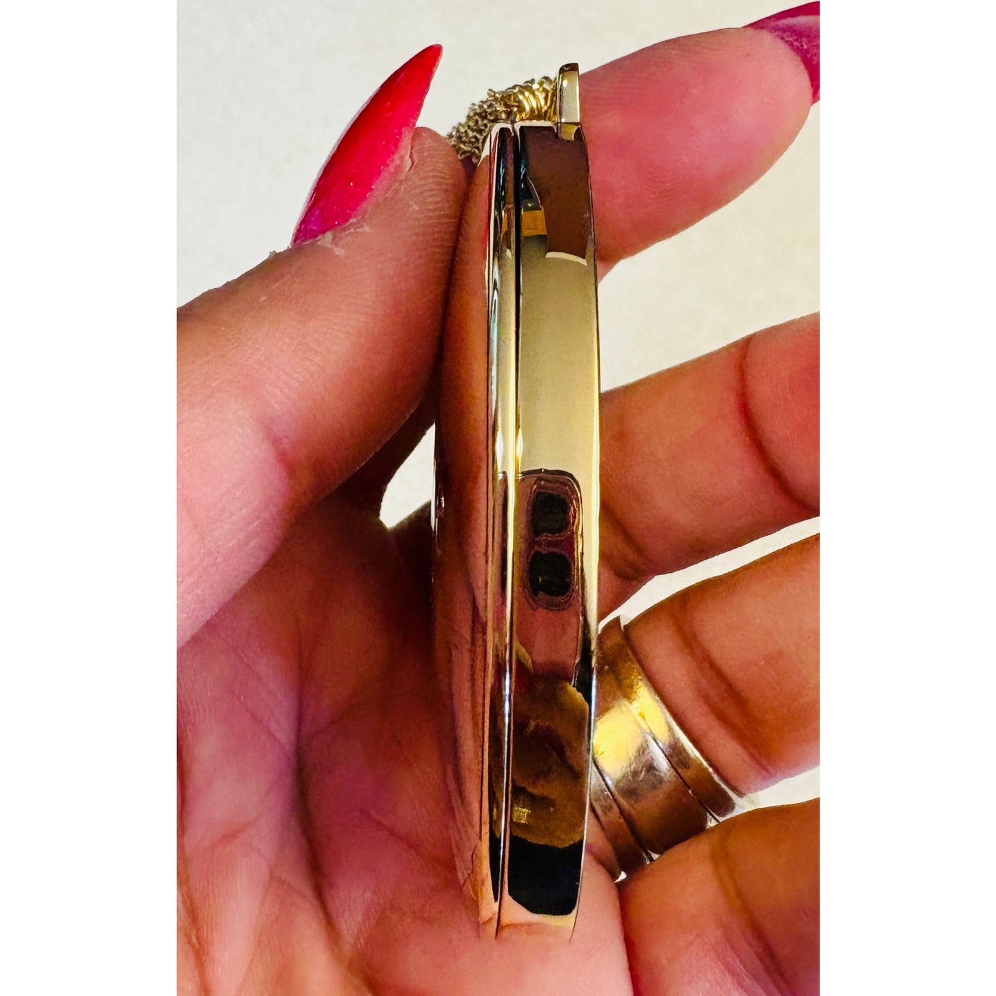 COMPACT MIRROR: j’adore DIOR Golden Tone w/Matching 3 Link Chain Wristlet, NWOT