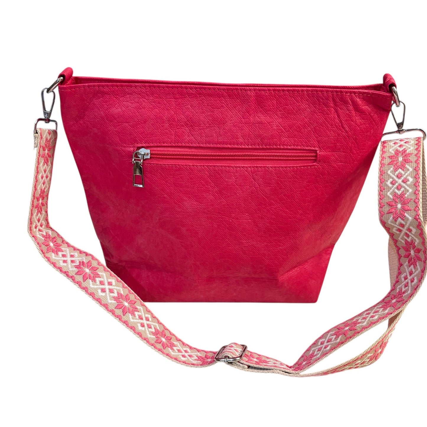 PURSE: Hot Pink & White Crossbody w/Wide Strap, Dustbag, NWOT