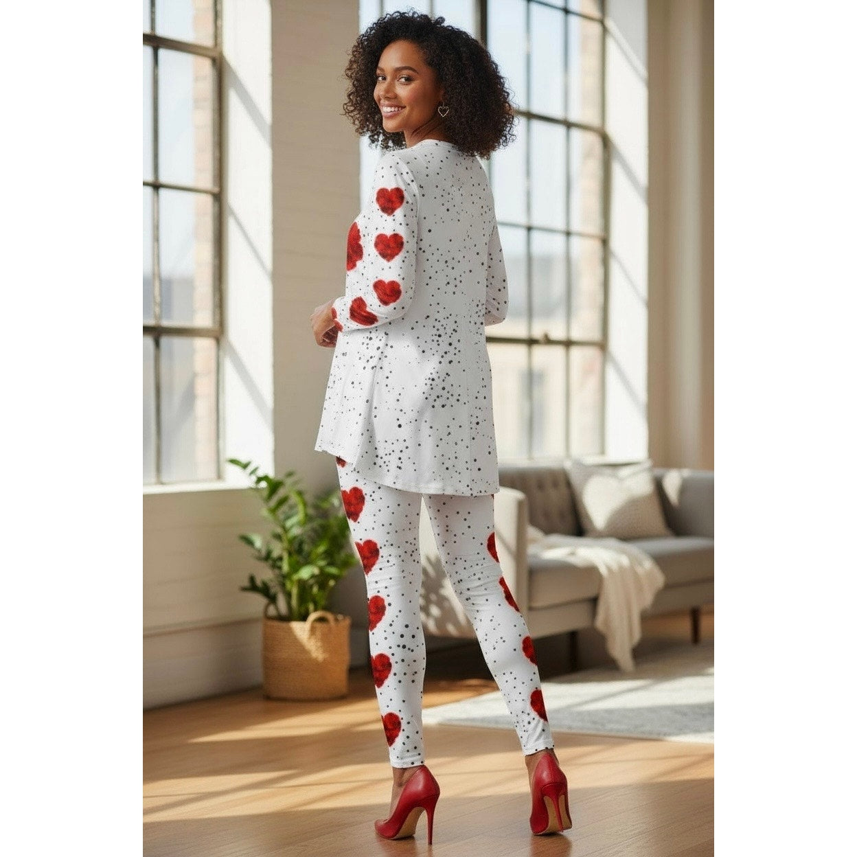 3 PIECE SET: White Jacket w/Rose Hearts, Matching Pants, and Tank Top, NWOT