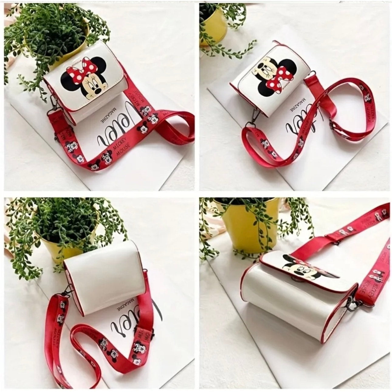 KIDS/MINI PURSE: Disney Mickey Mouse White Faux Leather Shoulder Bag, NWOT