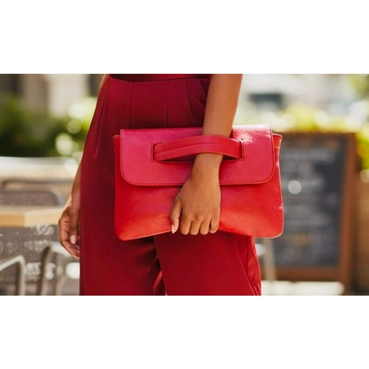 CLUTCH WRISTLET: Red High-Quality Faux Leather Large Capacity Purse, NIP