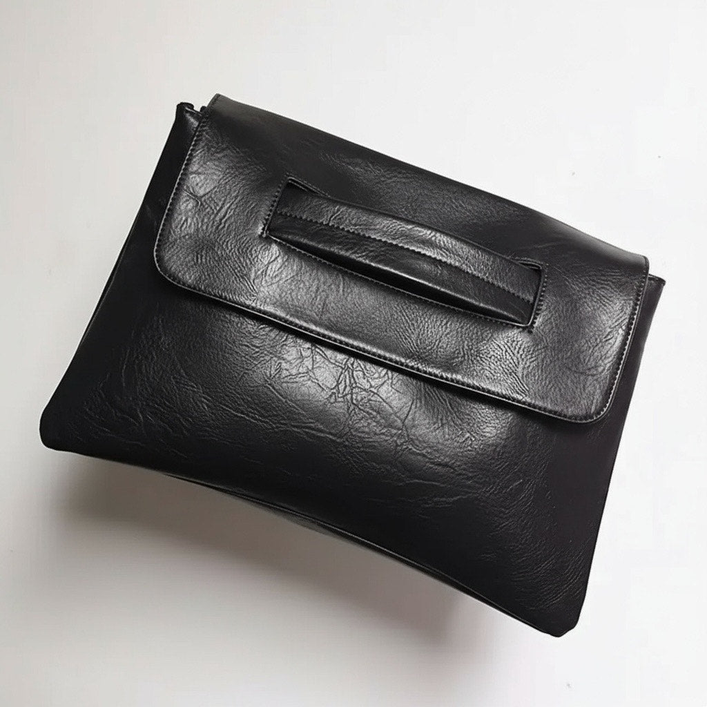 CLUTCH WRISTLET: Black High-Quality Faux Leather Large Capacity Purse, NIP