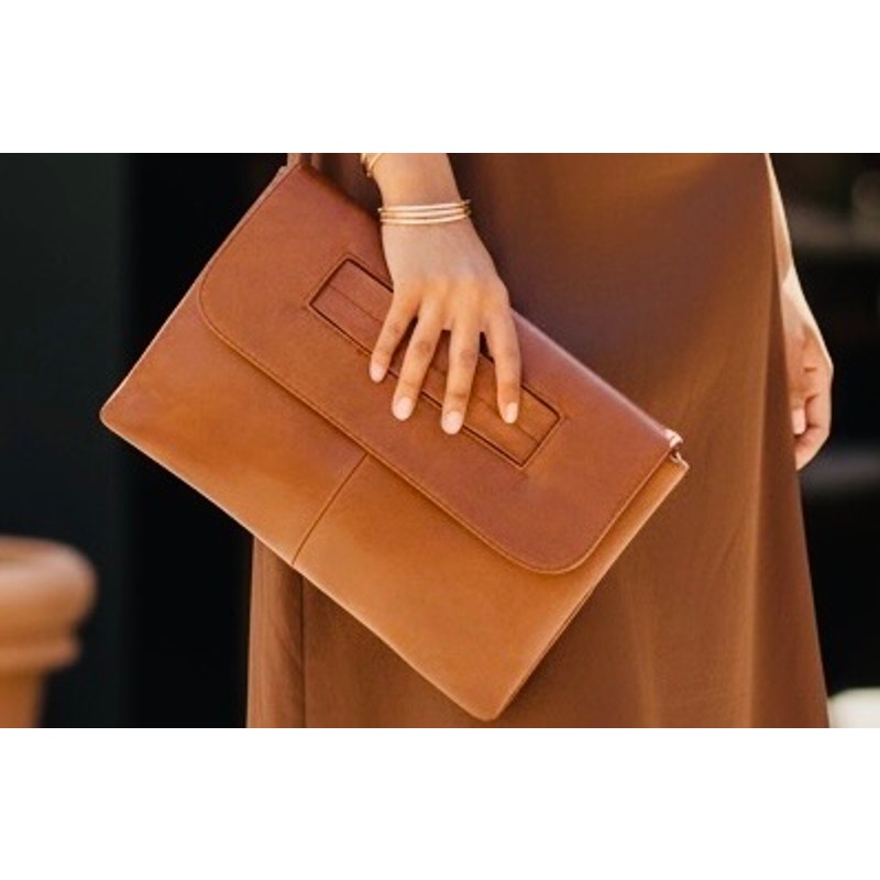 CLUTCH WRISTLET: Brown High-Quality Faux Leather Large Capacity Purse, NIP