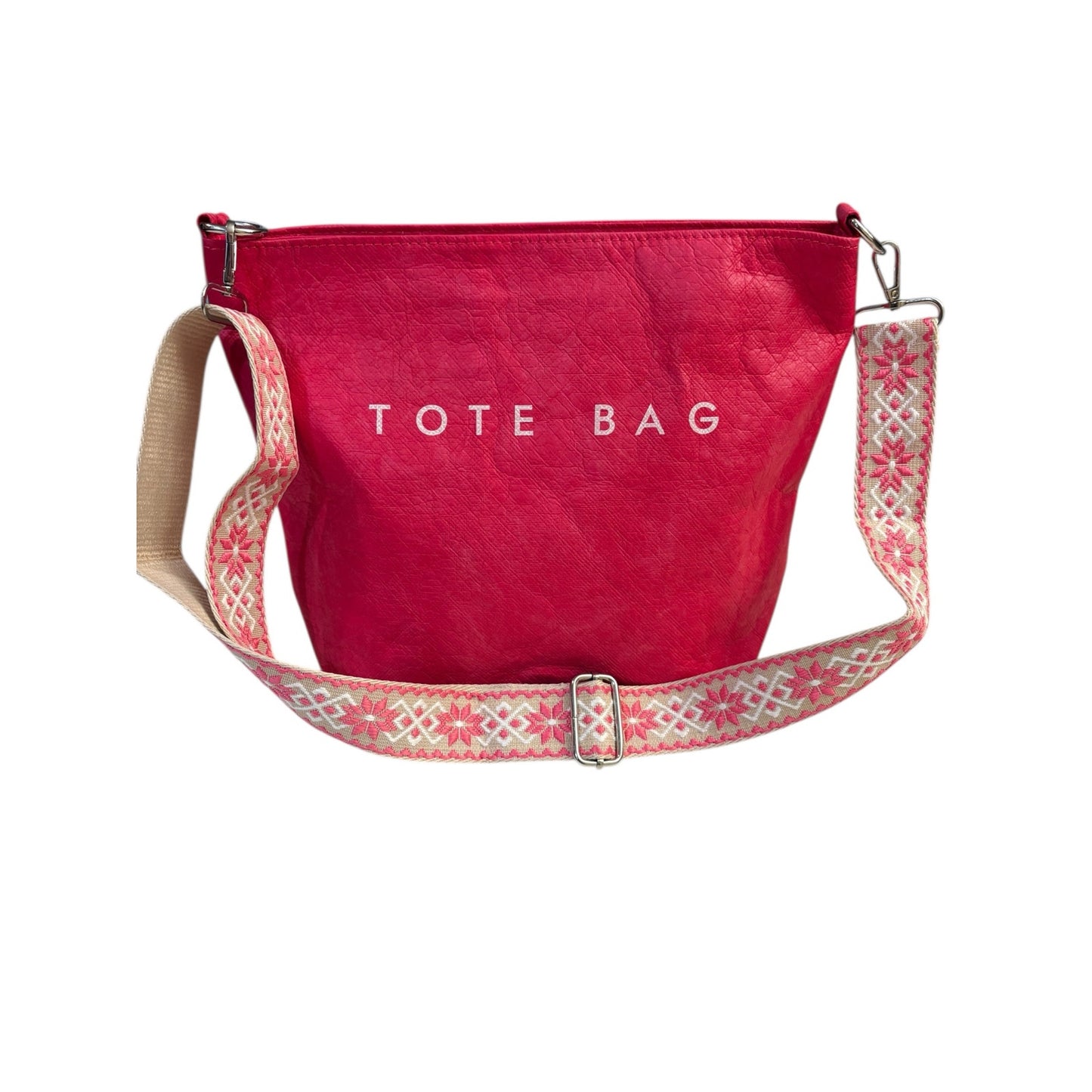 PURSE: Hot Pink & White Crossbody w/Wide Strap, Dustbag, NWOT