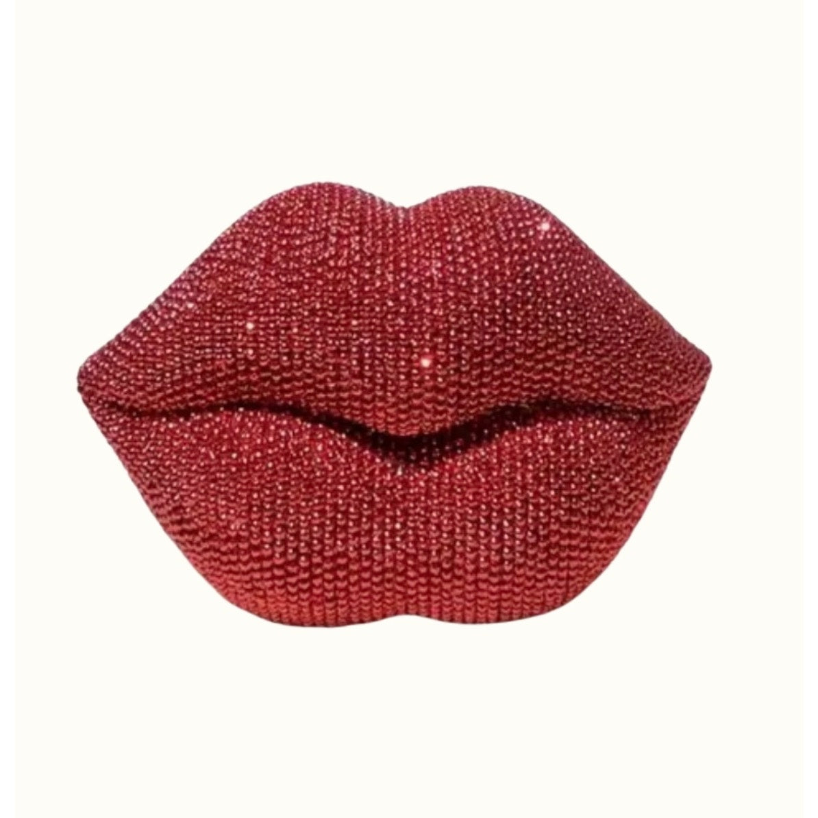 1 PC DECOR: Red Glitter Beaded Resin Textured Lips Statue w/Sleek Finish, NIB