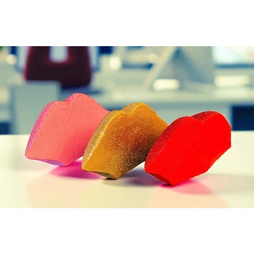 1 PC DECOR: Gold Glitter Beaded Resin Textured Lips Statue w/Sleek Finish, NIB