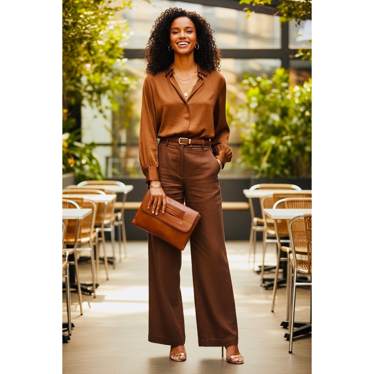 CLUTCH WRISTLET: Brown High-Quality Faux Leather Large Capacity Purse, NIP