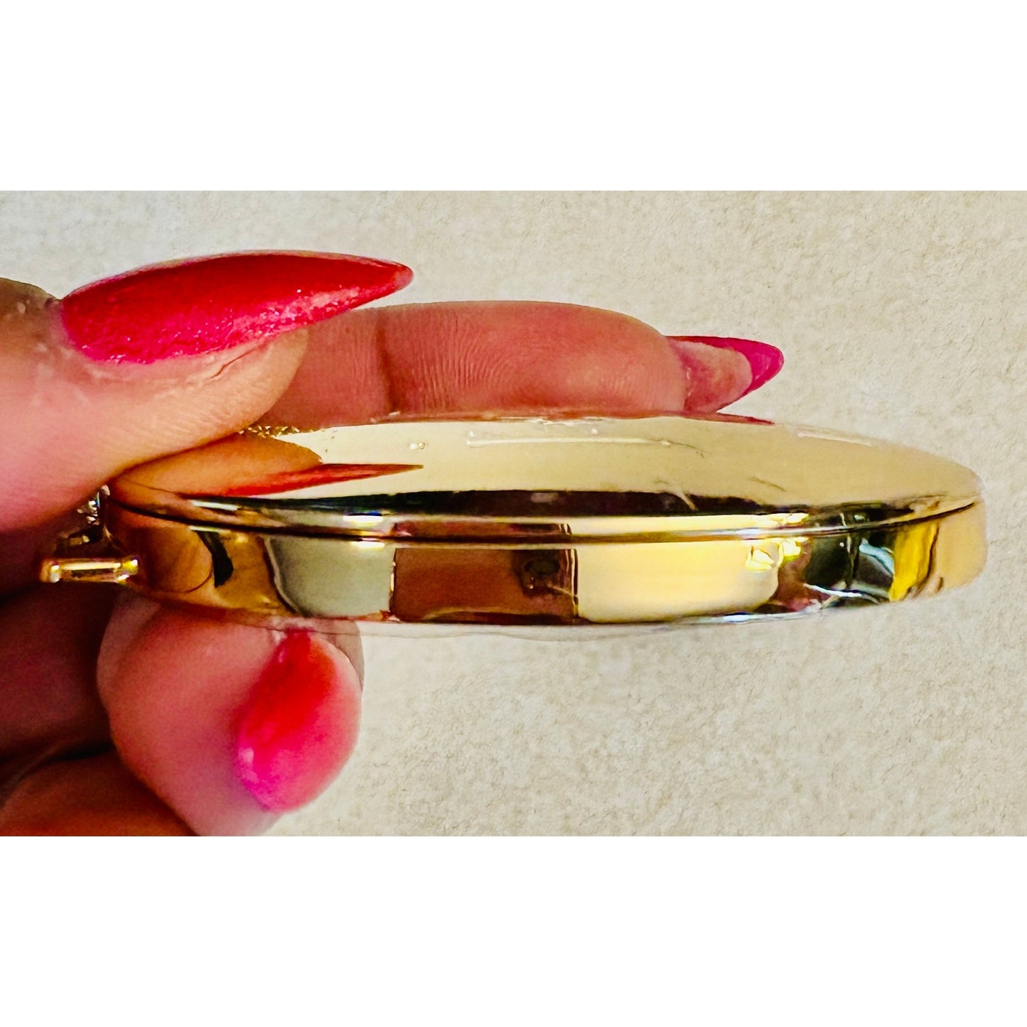 COMPACT MIRROR: j’adore DIOR Golden Tone w/Matching 3 Link Chain Wristlet, NWOT