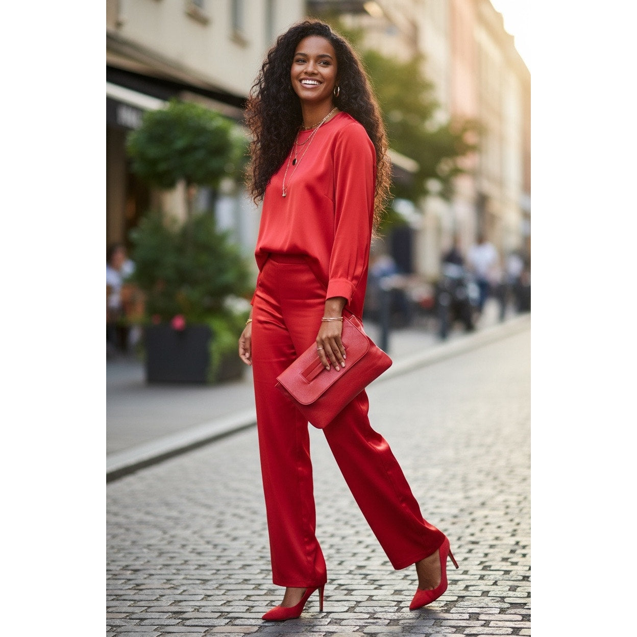 CLUTCH WRISTLET: Red High-Quality Faux Leather Large Capacity Purse, NIP