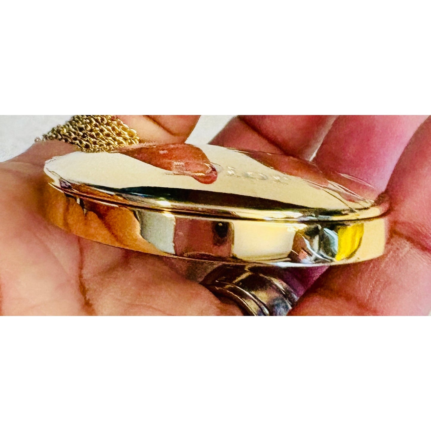 COMPACT MIRROR: j’adore DIOR Golden Tone w/Matching 3 Link Chain Wristlet, NWOT