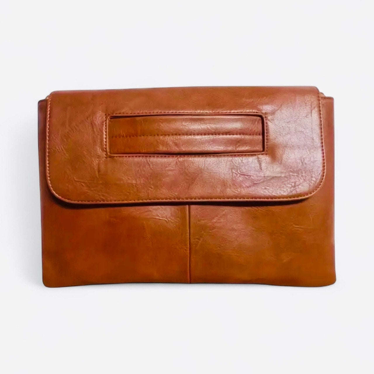 CLUTCH WRISTLET: Brown High-Quality Faux Leather Large Capacity Purse, NIP