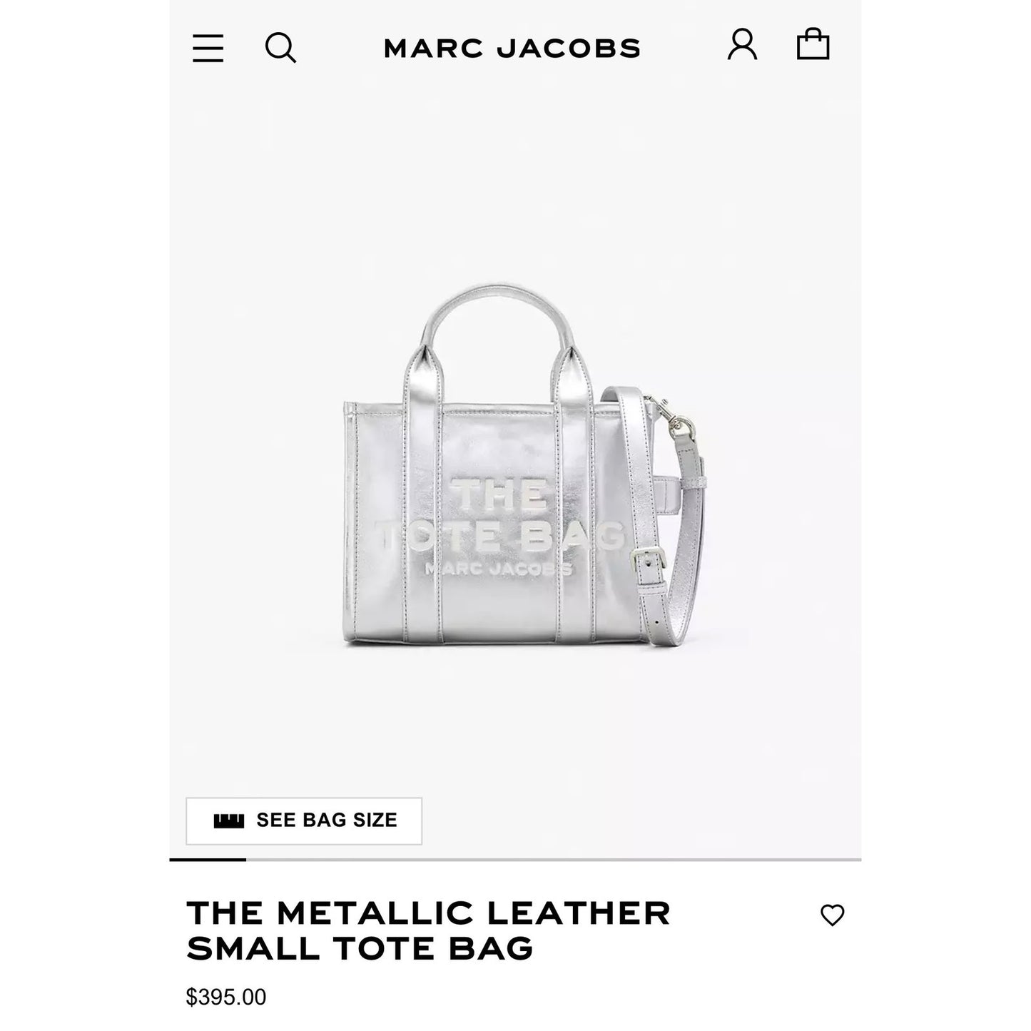 PURSE: Silver Pleather “TOTE BAG,” Lg Adj Crossbody w/Hardware Closure, NWOT